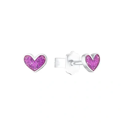 Image of Prinzessin Lillifee Orecchini a bottone per bambine in argento sterling 925, 0,4 cm, argento, cuore, forniti confezione regalo gioielli, 2036441