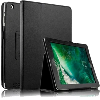 Image of Leather Flip Stand Folio Case Plain Cover for Apple iPad Air 5th,6th Generation 2017 2018 (Black)