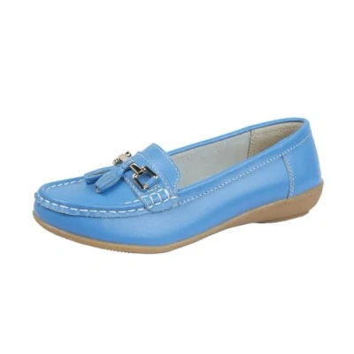 Image of Jo &amp; Joe Womens Nautical Leather Loafer (Azure 7 UK)