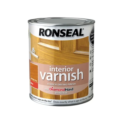 Image of Ronseal RSLINGAP250 250ml Quick Dry Gloss Interior Varnish Antique Pine