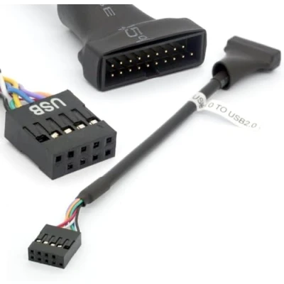 Image of HTGuoji USB 3.0 19 Pin Male To 2.0 9 Female Motherboard Cable Adapter ale/Female Housing Converter (9Pin 12cm)