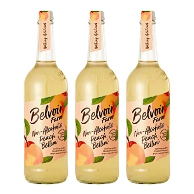 Image of Belvoir Non Alcoholic Peach Bellini 750ml Glass Pack of 3