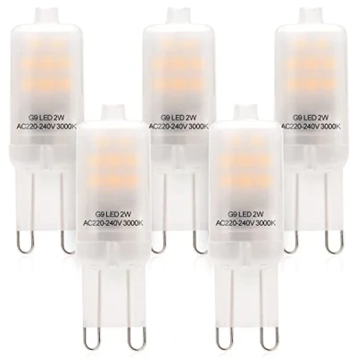Image of Eco.Luma 2W G9 LED Light Bulbs Non Dimmable, 3000K Warm White, Replace 20W Halogen Bulb, AC220 240V Lamps, Bi Pin Base, 360 Beam Angle, Pack of 5
