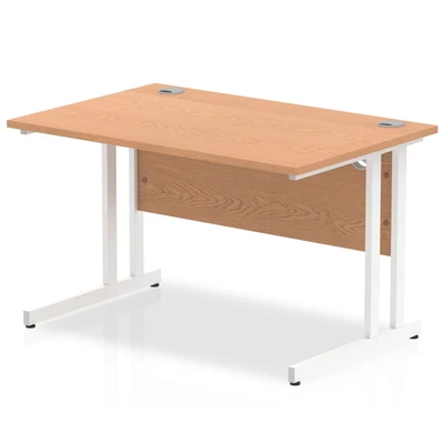Image of Impulse 1200/800 Rectangle White Cantilever Leg Desk Oak MI002643