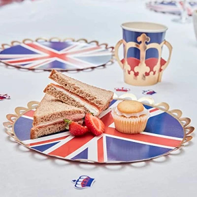 Image of Ginger Ray Union Jack Coronation Party Paper Plates 8 Pack