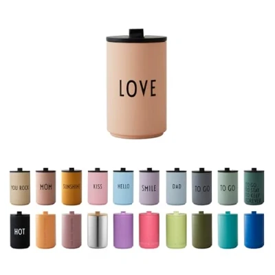 Image of Design Letters Travel Mug 350 Ml Christmas Gifts for Women &amp; Men Coffee Cup Stainless Steel Insulated Flask Hot Drink, Cold Drink Thermal