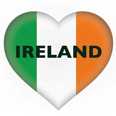 Image of Landing Designs 2 x Irish Heart Ireland/Eire Flag, car, van decal stickers