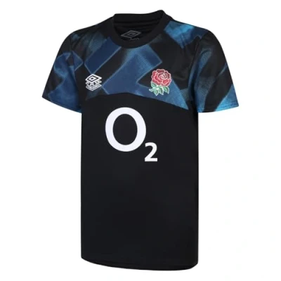 Image of Umbro Kids England Rugby Warm Up Shirt Black/Blue M