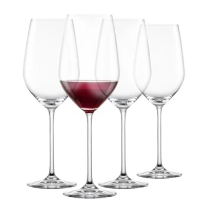 Image of Schott Zwiesel Bordeaux Red Wine Glass Fortissimo (Set of 4), Elegant Glasses for Wine, Dishwasher Safe Tritan Crystal Glasses, Made in Germany (Item No. 123682)