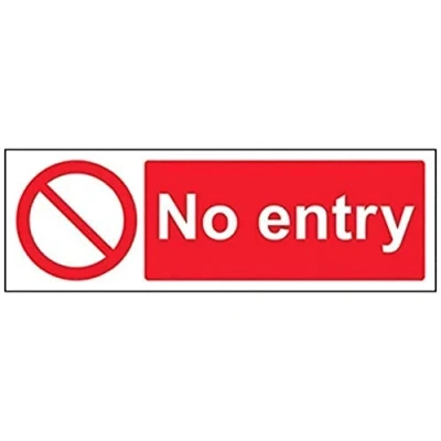 Image of V Safety No Entry Prohibition Sign Landscape 300mm x 100mm Self Adhesive Vinyl, Red, 52001AX S