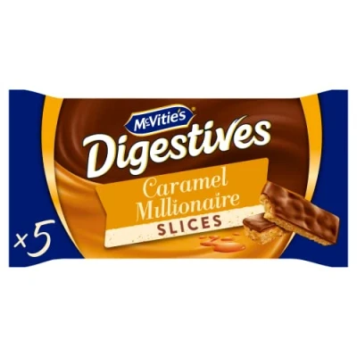 Image of McVitie&#039;s Digestive 5 Caramel Millionaire Individually Wrapped Slices, 109.9 g (Pack of 1)