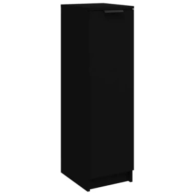 Image of vidaXL Shoe Cabinet Black Engineered Wood Rack with Ample Storage, Practical Door, Sturdy Top for Display, Modern Design 30x35x100 cm