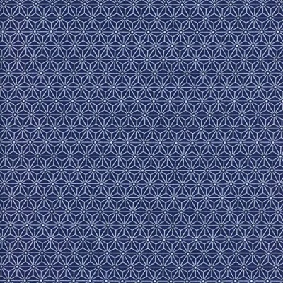 Image of Textiles français Asanoha Japanese geometric fabric white and black on marine blue base cloth 100% Cotton Print 160 cm (63 inches) wide Per half metre length increment*