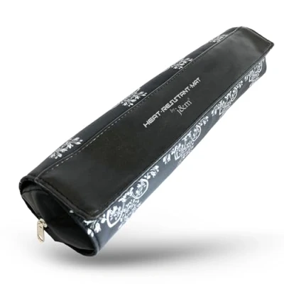 Image of Hair Straighteners Vegan Leather Case &amp; Roll Mat by j&amp;m Stylish Pouch Zip Up Bag with Detachable for Protecting Surfaces Fits ghd, BaByliss Most Brands (Mandala)