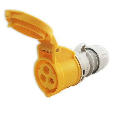 Image of 16amp 110v Yellow Site Ceeform Cable Mount Female Socket. 3 Pole PCE (213 4)