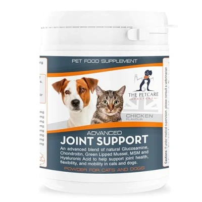 Image of Advanced Joint Support Supplement Powder For Cats &amp; Dogs, With Powerful Glucosamine, Chondroitin, Green Lipped Mussel, MSM, Curcumin Hyaluronic Acid, Human Grade Ingredients, UK Manufactured