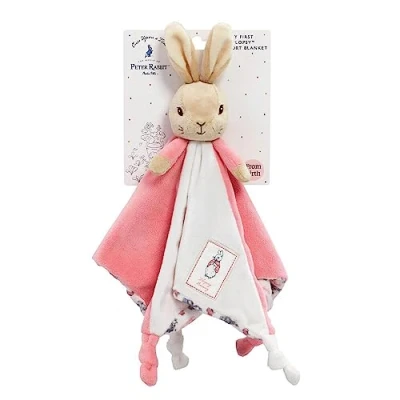 Image of Official Beatrix Potter Flopsy Bunny Comfort Blanket Peter Rabbit Soft Toy Comforter
