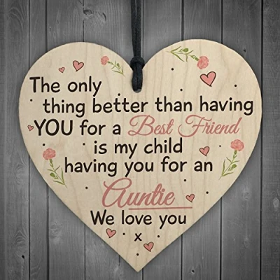 Image of RED OCEAN Best Friend Auntie Heart Gift Shabby Chic Birthday Love Keepsake Thank You Sign Family Plaque