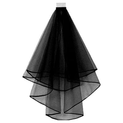 Image of Lovunshou Bridal Veil Wedding Vails Women&#039;s Simple Short Veils with Comb for Brides Shower Bachelorette Hen do Night Party Chucky Costume Halloween Girls First Communion (Black)