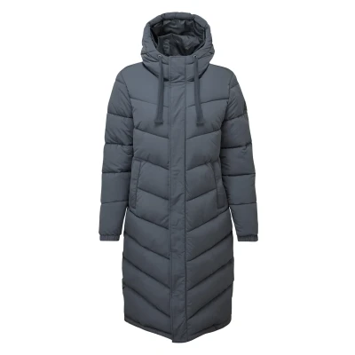 Image of TOG24 Raleigh Womens Quilted Puffer Extra Long Coat for Winter with Fixed Hood, Two Way Zip and Recycled Thermal Filling
