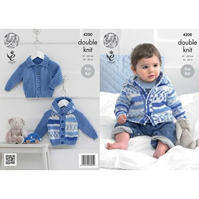 Image of King Cole Baby Cardigans Cherish Knitting Pattern 4200 DK