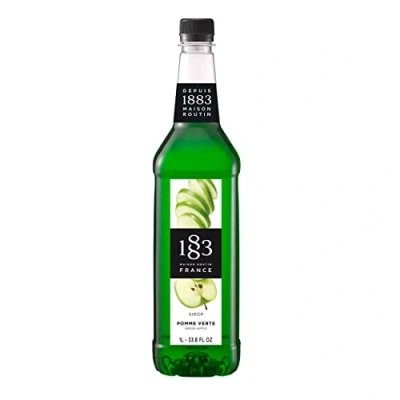 Image of 1883 Maison Routin Premium Green Apple Syrup for Cocktails, Mocktails, Iced Tea, Desserts, Bubble Tea PET 1L