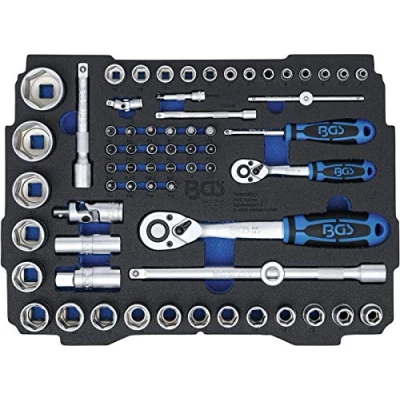 Image of BGS 3351 Foam Tray for BOXSYS1 &amp; 2: Socket Set 6.3 mm (1/4&quot;) / 12.5 (1/2&quot;) systainer 65 pcs.