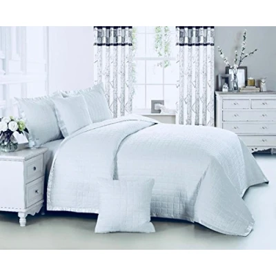 Image of Beautiful Plain colour OSCA Quilted Bedspread/Throw with 2 Pillow Shams (White, King)
