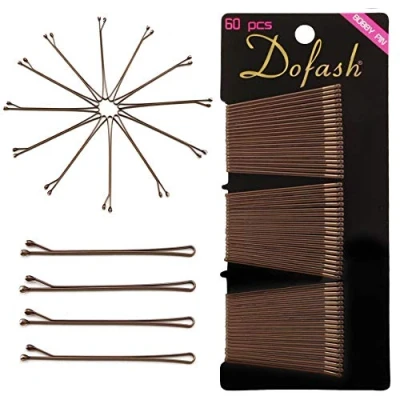 Image of Dofash 60pcs 5CM/2IN Straight Hairpin Brown Bobby Pins Bulk Hair Decorative Accessories for Women 60 Count of 1 pcak（Brown）