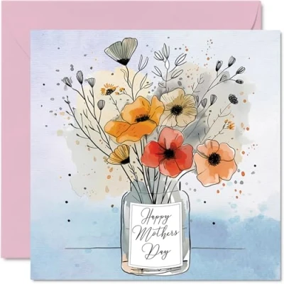 Image of Heartfelt Mothers Day Cards for Mum Pretty Flowers Happy Mother&#039;s Card from Daughter Son, Gifts Mum, 145mm x Seasonal Greeting Mama Mummy Mom
