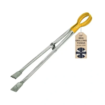 Image of 18&quot; Professional Longlife Stainless Steel Grill BBQ Tongs (Yellow)