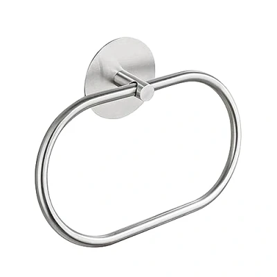 Image of JXINLODGEG Towel Holder, Self Adhesive Ring for Bathroom, SUS 304 Stainless Steel Hand Rail Rack Wall Mounted Hanger Bathroom Organizer, Kitchen Silvery