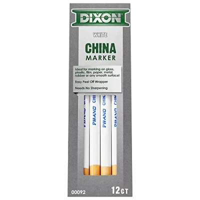 Image of Dixon Phano Peel Off China Marker Pencils, White, 12 Count (00092)