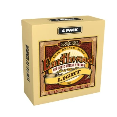 Image of Ernie Ball Earthwood Light 80/20 Bronze Acoustic Guitar Strings Pack of 4, 11 52 Gauge