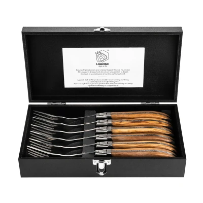 Image of Laguiole Style De Vie Luxury Forks 6 Piece Set Olive Wood