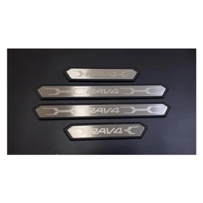 Image of SANQIUTOU Car Door Sill Protector Strips for Toyota RAV4 2010 2024, Sticker Trim Non Slip Anti Scratch Stainless Steel Material, 4 Pcs