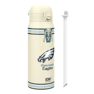 Image of Ion8 NFL Eagles Sports Thermal water Bottle with Removable Straw, 750ml/24oz, Leak proof Vacuum Insulated Drinking Bottle, Easy to Open, Secure Lock, Dishwasher Safe, Flip Cover, Metal