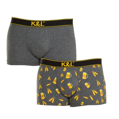 Image of Kisses&amp;Love Mens Pack 2 Boxers Funny breathable fabric KL2005 man Grey Size 2XL