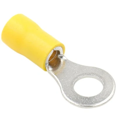 Image of Heschen Ring Terminal Crimp Connectors, Vinyl Insulated Wire Electrical Connector, RV5.5 6, Stud Size 1/4&quot;, for 4 6mm² (12 10 AWG), Yellow, 100Pack
