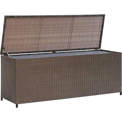 Image of vidaXL Garden Storage Box Brown 120x50x60 cm Poly Rattan