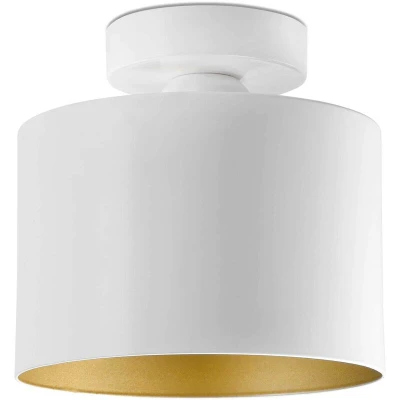 Image of Janet 1 Light Semi Flush Ceiling White, Gold, E27