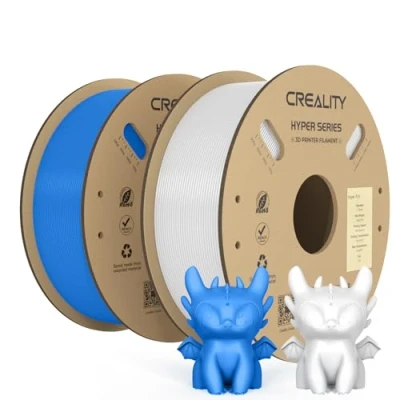 Image of Creality Official Hyper PLA Filament White+Blue 2KG, 3D Printer for High Speed Printing, Durable and Resistant, Smooth, Overhang Performance Dimensional Accuracy +/ 0.03mm, 2 Rolls