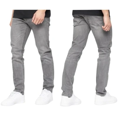Image of Crosshatch Mens Slim Fit Stretch Jeans Denim Male Designer Trousers Pants by JEANBASE Grey 36W X 30L