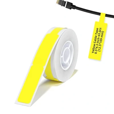 Image of Label Maker Tape for NIIMBOT D11/D110/D101, Cable Sticker, Waterproof Tear Proof Thermal Paper 0.5&quot;x4.3&quot; (12.5x74mm),65 Per Roll(Yellow)