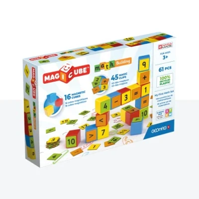 Image of Geomag, Magicube Math Building Clips, Magnetic Games Suitable For Children From 3 Yrs Old, Set to Learn Math, 61 Pc Pack, White (257)