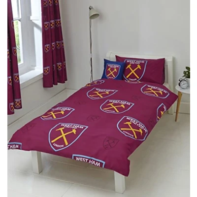 Image of West Ham United FC Single Duvet Set, Claret, new crest, Polyester Cotton