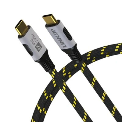 Image of LINKUP USB 4.0 240W 40Gbps Type C Thunderbolt 4 Cable [2m] 8K@60hz Video Super fast Data Charging Durable Sleeved Compatible with iPhone 15/16 Pro/Max MacBook Pro/Air iPad Pro Galaxy S23