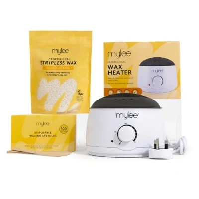 Image of Mylee Professional Waxing Kit with Wax Heater, Hard Beads 500g, Spatulas Stripless Depilatory Pellets Solid Film Beans No Strip Needed (Coconut &amp; Arnica)