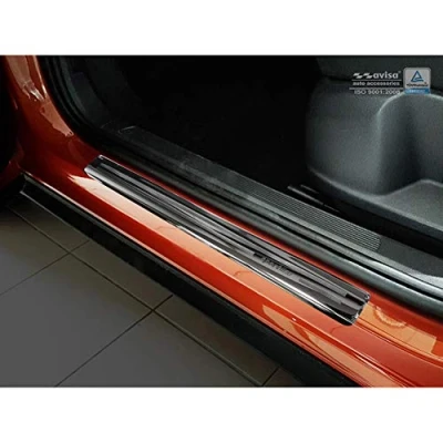 Image of Avisa 2/22093 Black INOX Door sill Protectors Volkswagen T ROC 2017 &#039;Sportline&#039; 4 Pieces