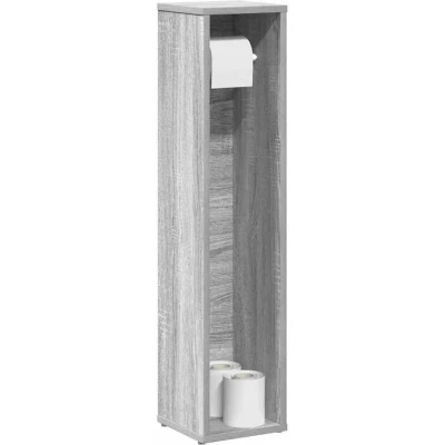 Image of vidaXL Bathroom Cabinet with Roll Holder Grey Sonoma 20.5x20x90 cm